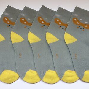 Kids 5-Pack Pretzel Face Ankle Socks – Gray/Cream – NWOT